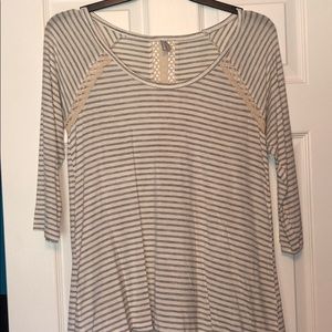 White and Gray Lace Shirt